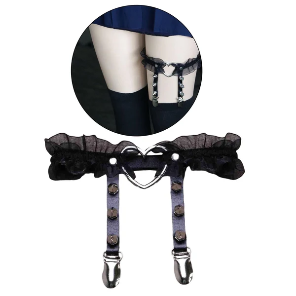 Relaxed Maxbell Punk Leg Rings Garters Leather Rivets Thigh Party Harness Garter Belts Black High-Quality