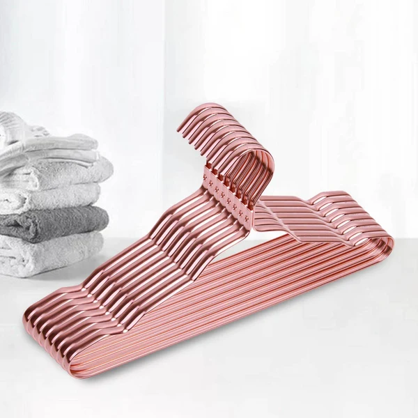 Pure Maxbell 10Pcs Strong Metal Wire Hangers Drying Rack Wardrobe Organizer for Closet Rose Golden High-Performance
