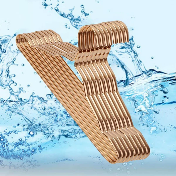 Recyclable Maxbell 10Pcs Strong Metal Wire Hangers Drying Rack Wardrobe Organizer for Closet Golden High-Grade