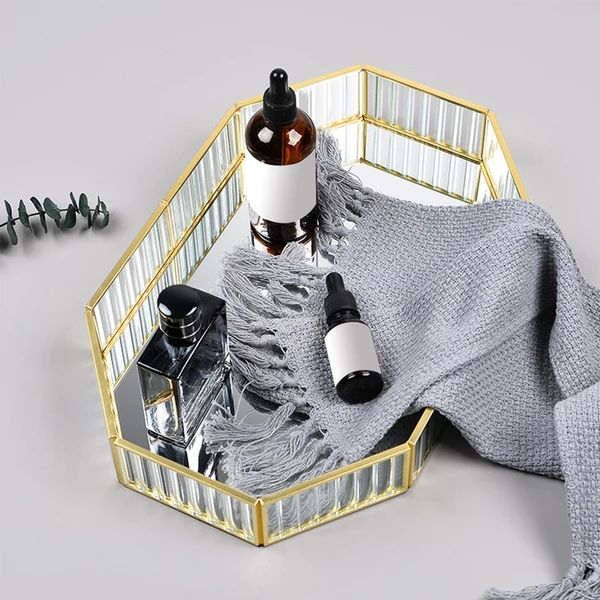 Environmentally Friendly Maxbell Elegant Mirror Tray for Candle Lotion Bottle Cosmetics Bathroom Decoration Natural