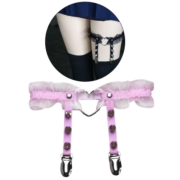Reliable Maxbell Punk Leg Rings Garters Leather Rivets Thigh Party Harness Garter Belts Pink Pure