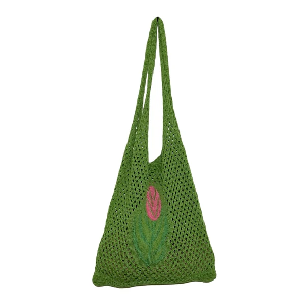 Classic Maxbell Women Knitted Handbag Weaving Beach Girls Large Summer Casual Tote Green Consistent