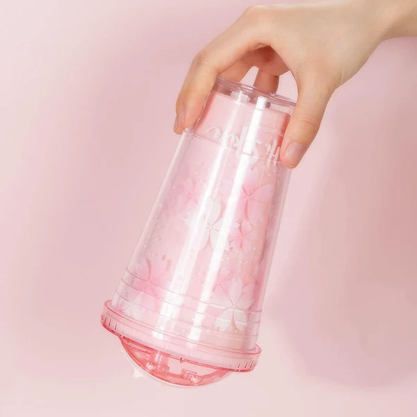 Optimized Maxbell Plastic Cups with Lids and Straw Double Wall Mug for 401-500ml Boys Girls Sakura Pink Versatile