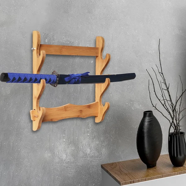 Traditional Maxbell Samurai Sword Stand Display Storage Support Hanger Wall Mount Katana 3 Tiers Eco-Friendly