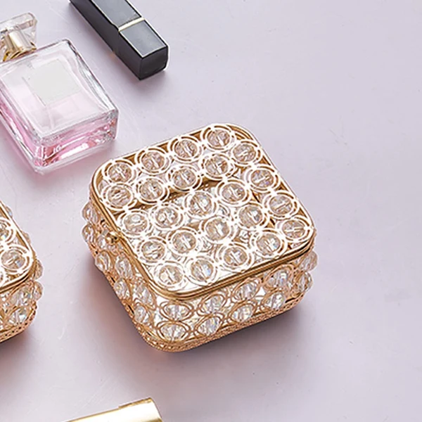 Selected Maxbell Crystal Jewelry Box Organizer Storage Dresser with Cover Bracelets Necklace 14x14x6cm Pure