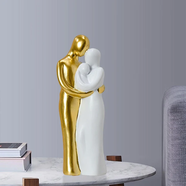 High-Performance Maxbell Hug Lovers Resin Statue Sculpture Figurines Collectible Family 7.5x6.6x22cm Elegant