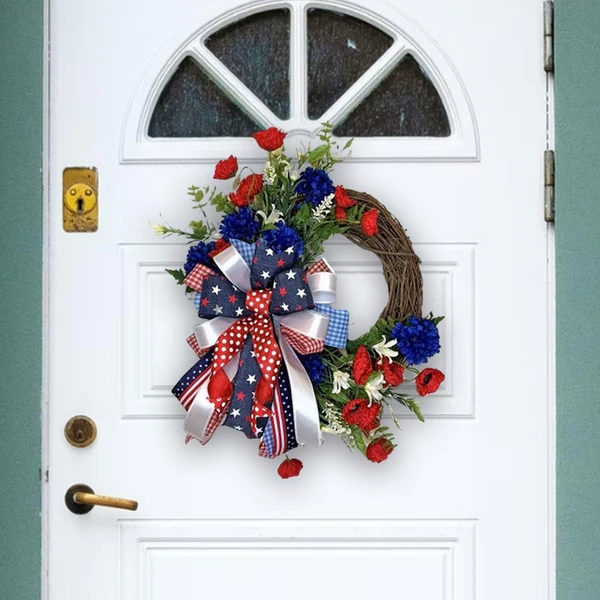 High-End Maxbell Rattan Independence Day Wreath 4TH July Front Door Wall Graduation Garland A Effective