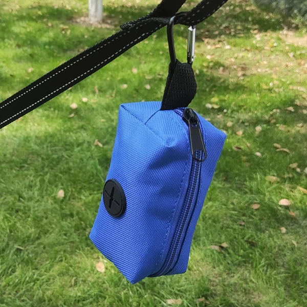 World-Class Maxbell Dog Poop Bag Holder Storage Bag with Zipper Oxfor Cloth for Puppy Pet Hiking Blue Minimalist