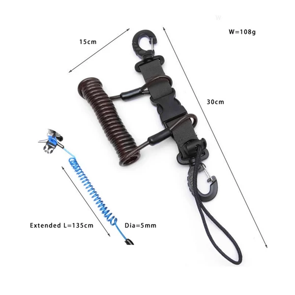 Relaxed Scuba Diving Lanyard Clip Anti Lost Quick Release Buckle for Diving Tools Black Functional