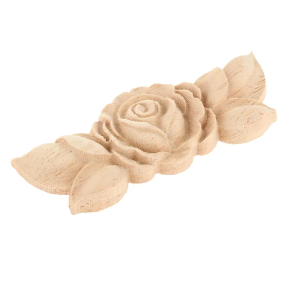 Classic Maxbell 4 Pieces Carving Decals Onlay Rose Wood Carved Appliques 3.54x1.38x0.31inch Expertly Made
