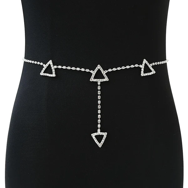 High-Performance Maxbell Rhinestones Belly Waist Chain Belly Body Chain Waist Body Jewelry Triangle High-Quality