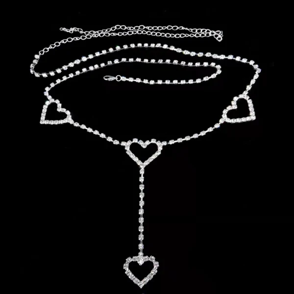 Modern Maxbell Rhinestones Belly Waist Chain Belly Body Chain Waist Body Jewelry Heart Official