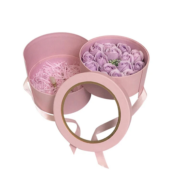 Premium Maxbell Double Layers Rotating Drawer Packing Box for Holiday Preserved Rose Pink Smart