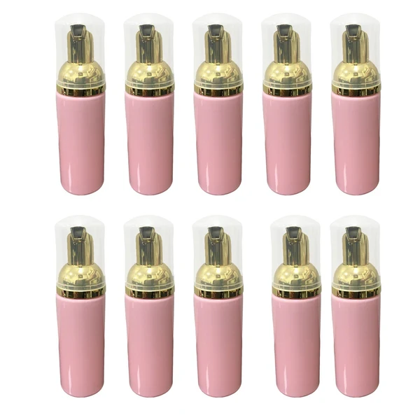 Carefully Designed Maxbell 10x Foaming Pump Bottles 2 oz for Moisturizers Lash Cleanser Soap Pink Gold Elegant