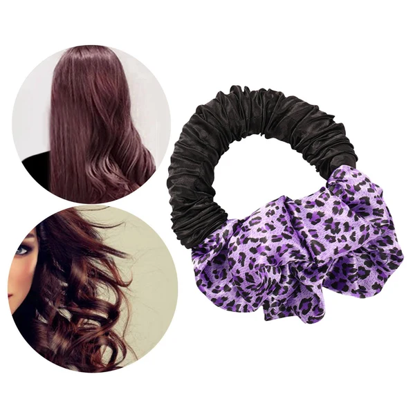 Recyclable Maxbell Sleep Heatless Hair Curler Headband Wave Tools Headband Purple Leopard print Premium Material