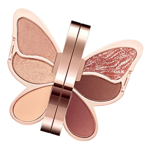 Unique Maxbell Portable 6 Color Butterfly Eyeshadow Palette Shimmer Matte Chocolate Mousse Soft