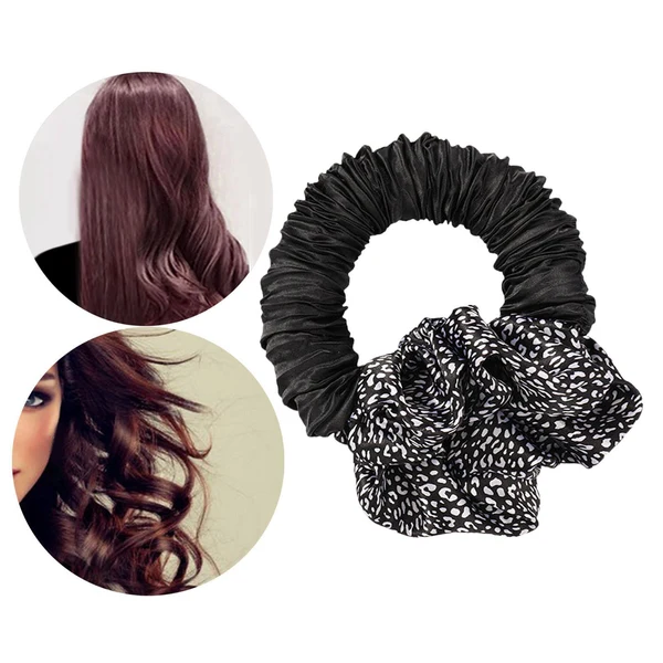 High-Performance Maxbell Sleep Heatless Hair Curler Headband Wave Tools Headband Black Leopard print Organic