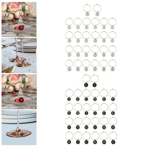 User-Friendly Maxbell 26Pcs Wine Glass Charm Rings Christmas Wedding Party Decorations White First-Class