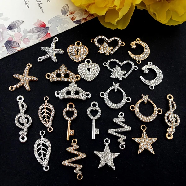 Elite Maxbell 22 Pieces Rhinestones Charms Pendants Crystal Dangles for Jewelry Making Artisan