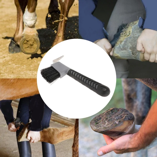 Outstanding Maxbell Horse Hoof Pick Brush Equestrian Tool Grooming Soft Grip Black Luxury