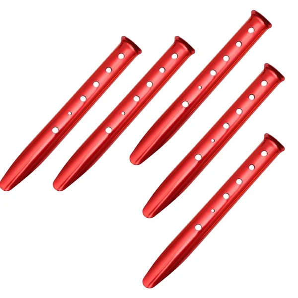 Practical Maxbell 5Pcs Portable Tent Stakes Pegs Ground Nails Snow Sand Camping Red 31cm Efficient