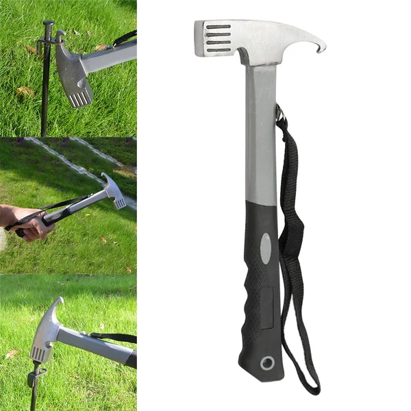 Practical Maxbell Outdoor Tent Peg Hammer Fishing Hiking Climbing Stake Nail Puller Grey Stylish