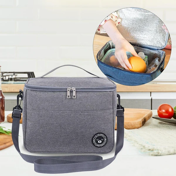 Proven Maxbell Insulated Lunch Bag Oxford Cloth Large Capacity for Work Outdoor Gray First-Class