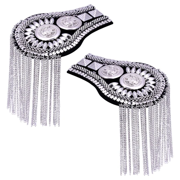 High-Performance Maxbell Epaulets Tassel Shoulder Boards Alloy for Clothing Unisex Silver Classic
