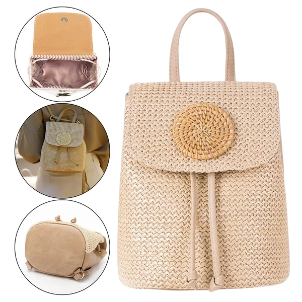 Genuine Maxbell Straw Backpack Fashion Bohemia Stylish Rattan Knitted for Traveling Women Specialty