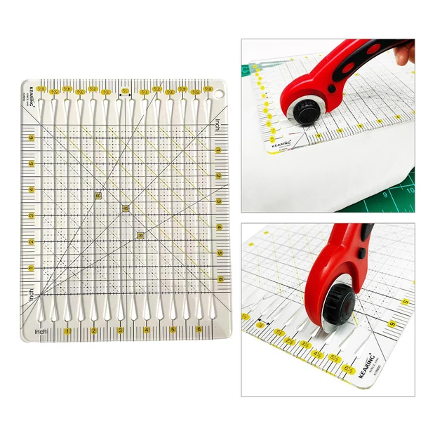 Eco-Friendly Maxbell Clear Sewing Ruler Template Double Colored Grid Lines Plastic Cloth Cutting High-Grade