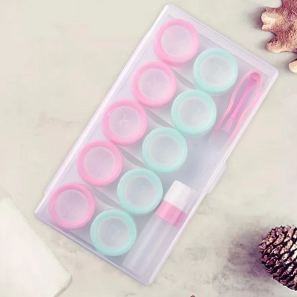 High-Quality Maxbell 5 Pairs Contact Lens Storage Case Organizer L R Caps for Girls Green Pink First-Class