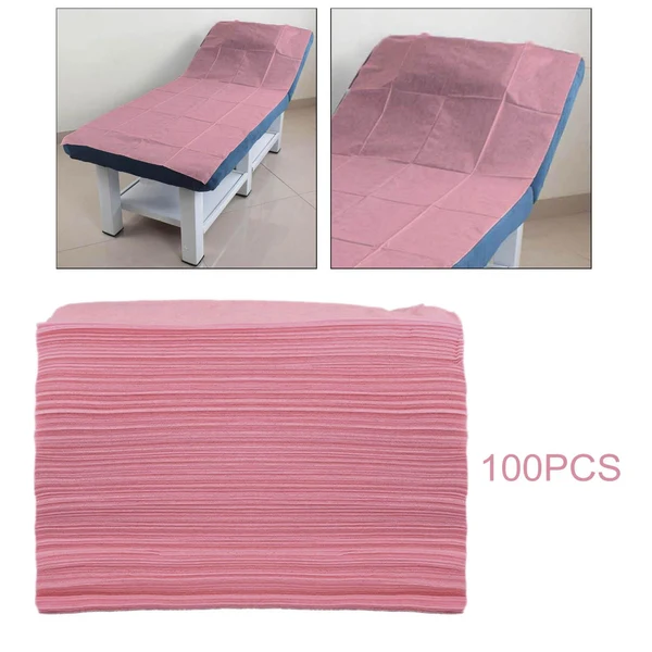 Exclusive Maxbell 100x Soft Disposable Bed Sheet Waterproof for Salon SPA Pink no Hole Solid