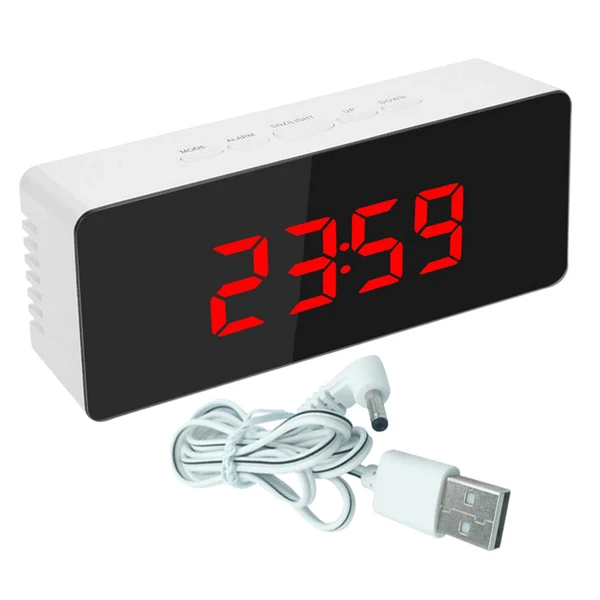 Safe Maxbell Mirror LED Digital Alarm Clock Bedside Snooze Sleep Timer 12 24 Hours Red Trendy