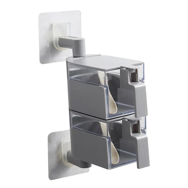 Reliable Maxbell Wall Mounted Rotatable Revolving Spice Rack Cruet Rack 2 Layer Gray Elite