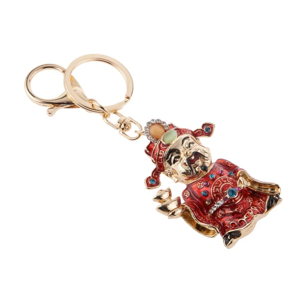 Smooth Maxbell Fashion Rhinestone Crystal God of Wealth Charm Purse Bag Key Ring Keychain Keyfob Selected