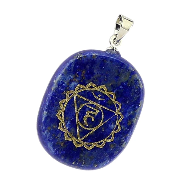 Versatile Maxbell Engraved Lapis Lazuli Chakra Reiki Energy Healing Crystal Jewellery Pendant Easy-to-Use