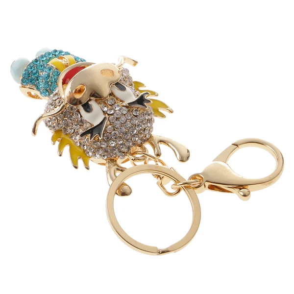 Quality Maxbell Cute Dragon Charm Pendant Crystal Purse Bag Car Key Chain Ring Keychain Keyring Blue Fine Crafted