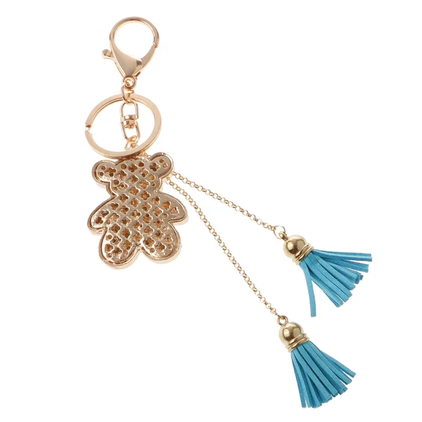 Selected Maxbell Tassel Bear Charm Pendant Crystal Purse Bag Car Phone Key Chain Ring Keychain Keyring Blue Refined