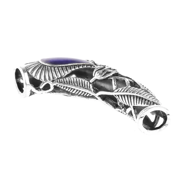 Enhanced Maxbell Pack Of 6 Antique silver-plated Leaf curved tube Beads 7mm Hole 47 x 10mm Contemporary