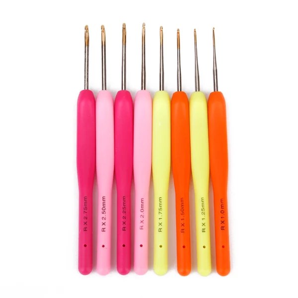 Pure Maxbell 8 Size Colorful Plastics Handle Metal Head Lace Crochet Hook Needle 1-2.75mm Expertly Made