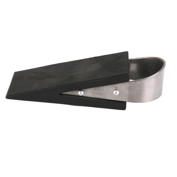 Official Maxbell Rubber Stainless Steel Door Stopper Stop Door Block Wedge Black 12.8x5x4cm Stylish