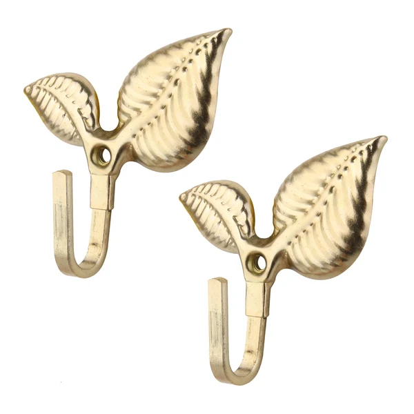 Expertly Made Maxbell 2Pcs Leaf Curtain Drapery Tiebacks Door Wall Hat Hooks Holder Hanger Golden Practical