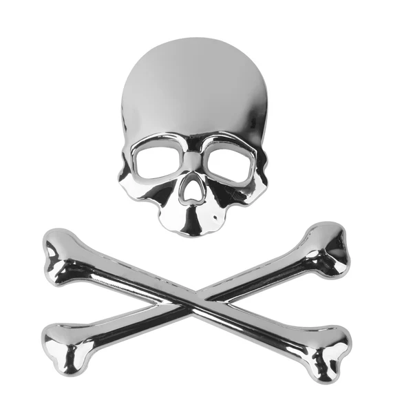 Authentic Maxbell 3D Metal Skull CrossBones Emblem Car Truck Motor Decal Badge Sticker -Silver Premium