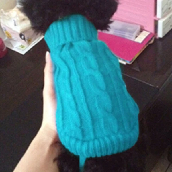 Flexible Maxbell Dog Puppy Warm Winter Knitted Sweater Clothes Apparel Costume 4 Lake Blue Soft