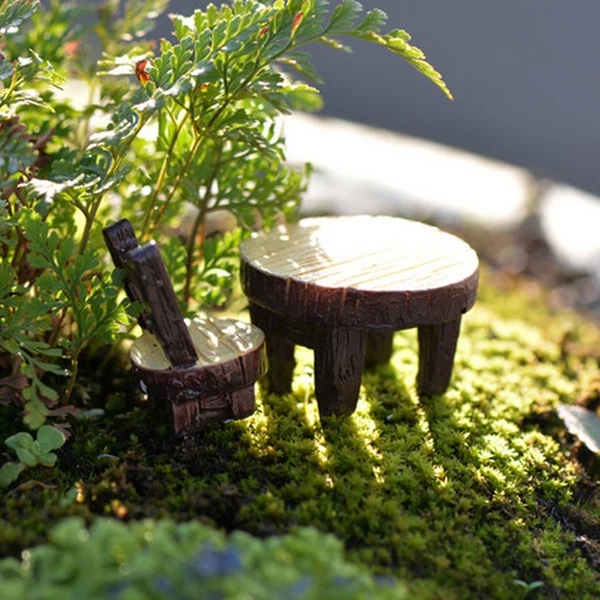 Solid Maxbell 5 Sets of Miniature Resin Chair Table Micro Landscape Bonsai Dollhouse Decor Unique