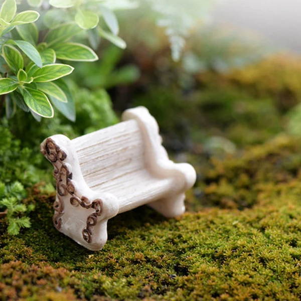 Convenient Maxbell 10pcs Miniature Dollhouse Fairy Garden Landscape White Floral Bench Decor Fine Crafted