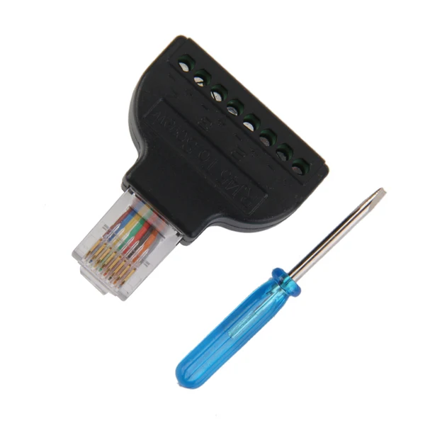 High-Grade Maxbell RJ45 Male Plug to AV 8 Pin Screw Terminal Adapter Block ADAPTER Converter High-Performance
