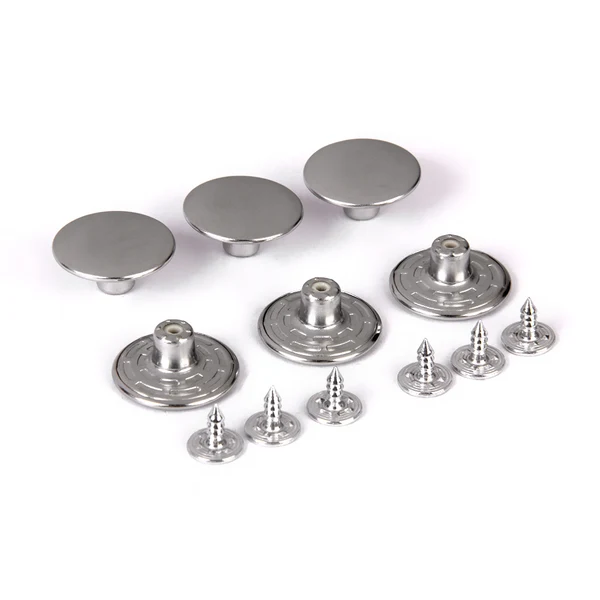 Enhanced Maxbell Jeans Glossy Buttons Hammer on 20mm Pack of 6 Sets Silver Expertly Made
