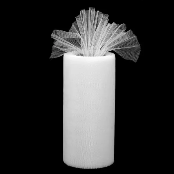 Fashionable Maxbell 6 x 25yd Tulle Roll Spool Tutu Wedding Bow Fabric Banquet Decor - White Organic