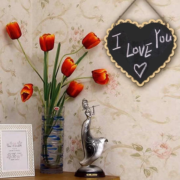 Artisan Maxbell Heart Wooden Hanging Blackboard Chalkboard W Rope for Wedding Home Decor Natural